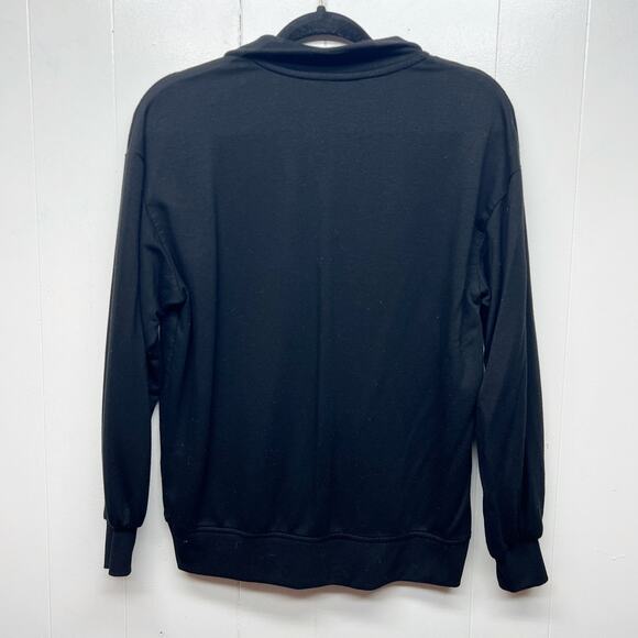 Three Dots 1/4 Zip Women's Black Pullover Sweatshirt Size Small - Picture 4 of 8